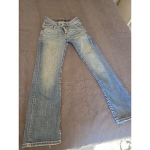 BKE Aiden Boys Size 27x30 Medium Wash Distressed Straight Leg Denim Blue Jeans